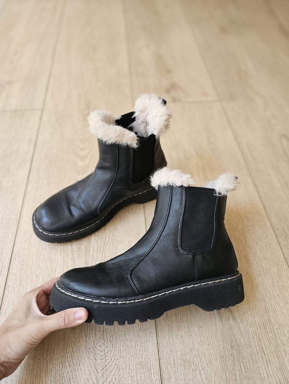 Portland Leather Helena Fur trim Ankle Chelsea Boots 7.5